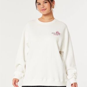 Hollister oversized White Graphic Sweatshirt